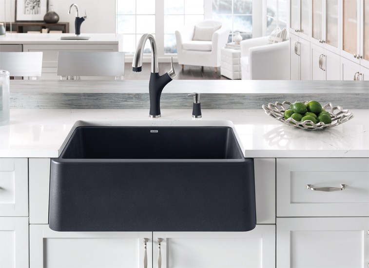 black kitchen sink
